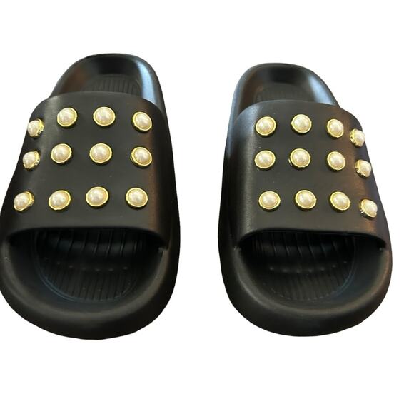 Kenneth Cole Mello Faux Pearl Studded Platform Slip On Slides NEW Size 10 - Picture 3 of 7